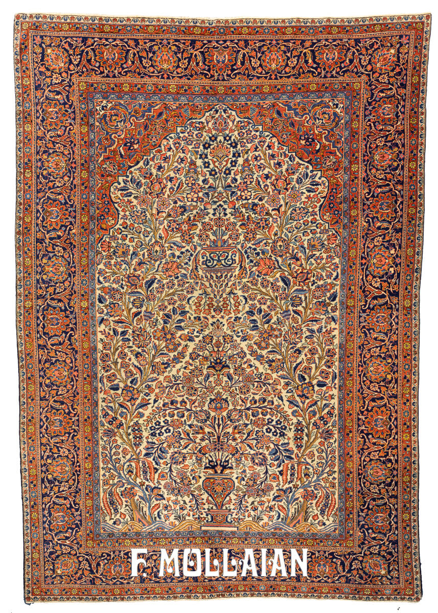 Antique Kashan Rug Floral Design Beige Field n°:87453034